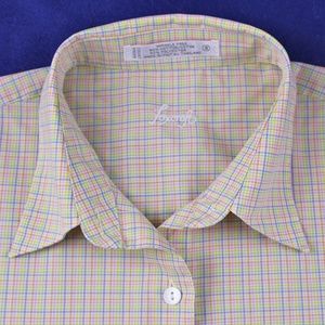 FOXCROFT pastel plaid WRINKLE FREE blouse size 8